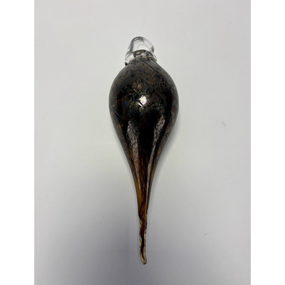 Hand Blown Murano Style Heavy Art Glass Teardrop Hanging Ornament 9.25"